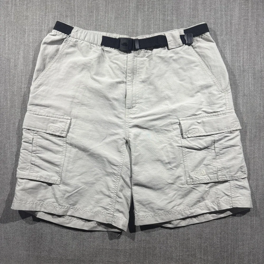 The North Face Shorts Mens 36 Gray Nylon Cargo Belted Hiking Travel Outdoor‎